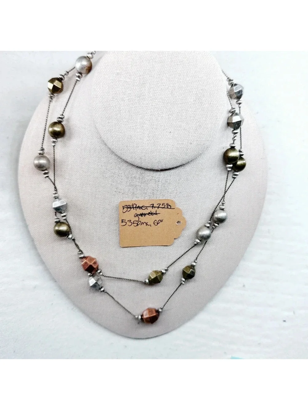 5350mc. Bronze Long Necklace Plastic Boho
